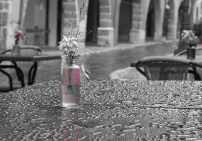 Grasse im Regen